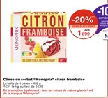 Cônes de sorbet citron framboise - Monoprix à 1,99 € dans le catalogue Monoprix