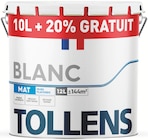 Peinture(d) murs et plafonds mat blanc 10L+20% gratuit - Tollens en promo chez Castorama Peinture(d) murs et plafonds mat blanc 10L+20% gratuit - Tollens dans le catalogue Castorama