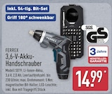 3,6-V-Akku-Handschrauber im Angebot bei ALDI Nord in Hemer 3,6-V-Akku-Handschrauber Angebote von FERREX bei ALDI Nord Hemer für 14,99 €
