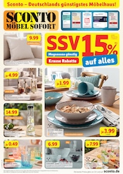Sconto SB Möbel & Einrichtung Prospekt der aktuellen Woche mit 2 Seiten, gültig von 30.09.2026 bis 13.10.2026, in Hohenwarsleben und Umgebung Aktueller Sconto SB Möbel & Einrichtung Prospekt in Hohenwarsleben und Umgebung, "SSV 15% AUF ALLES" mit 2 Seiten, 30.09.2026 - 13.10.2026