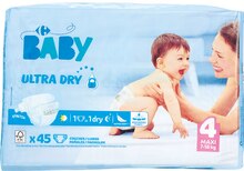 Couches ultra dry - Carrefour Market à Gennevilliers Couches ultra dry en promo chez Carrefour Market Gennevilliers à 4,40 €