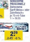 Zahncreme Sanft Weiss+ oder Zahnfleisch+ von SENSODYNE PROSCHMELZ im aktuellen V-Markt Prospekt für 2,29 €