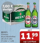 Pilsener oder Blue Alkoholfrei Angebote von BECK'S bei Getränke Quelle WVG Halle für 11,99 €