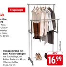 Rollgarderobe mit zwei Kleiderstangen für 16,99 € bei E center im Angebot Rollgarderobe mit zwei Kleiderstangen im aktuellen E center Prospekt