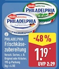 Frischkäsezubereitung Original von Philadelphia für 1,19 € bei ALDI Nord im Angebot Frischkäsezubereitung Original von Philadelphia im aktuellen ALDI Nord Prospekt