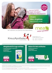 mea - meine apotheke Apotheken Prospekt der aktuellen Woche mit 2 Seiten, gültig von 01.03.2026 bis 31.03.2026, in Monheim und Umgebung Aktueller mea - meine apotheke Apotheken Prospekt in Monheim und Umgebung, "Unsere März-Angebote" mit 2 Seiten, 01.03.2026 - 31.03.2026