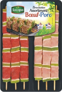 Spar Dijon - Assortiment de brochettes 3 bœuf - 3 porc Promo Assortiment de brochettes 3 bœuf - 3 porc Spar Dijon dans le catalogue "L'anniversaire c'est Sparti !"