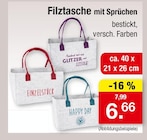 Filztasche mit Sprüchen Angebote bei Zimmermann Bremerhaven für 6,66 €