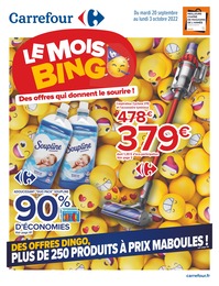 Catalogue Carrefour du moment, 20/09/2022 - 03/10/2022 Prospectus Carrefour en cours, "Le mois bing, des offres qui donnent le sourire !", 64 pages