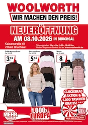 Woolworth Discounter Prospekt der aktuellen Woche mit 8 Seiten, gültig von 08.10.2026 bis 08.10.2026, in Stutensee und Umgebung Aktueller Woolworth Discounter Prospekt in Stutensee und Umgebung, "NEUERÖFFNUNG IN BRUCHSAL" mit 8 Seiten, 08.10.2026 - 08.10.2026