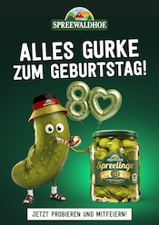 Spreewaldhof Prospekt für Berlin der aktuellen Woche, gültig von 14.09.2026 bis 04.10.2026 Aktueller Spreewaldhof Berlin Prospekt "Alles Gurke zum Geburtstag" mit 1 Seite