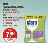 Aktuelles Spülmaschinentabs Angebot bei V-Markt in Regensburg ab 7,99 €