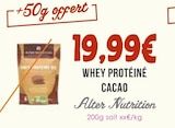 Whey Protéiné Cacao - Alter Nutrition en promo chez Naturalia Whey Protéiné Cacao - Alter Nutrition dans le catalogue Naturalia