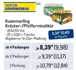 Kräuter-/Pfefferminzlikör Angebote von Kuemmerling bei Metro Koblenz für 9,98 €