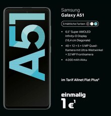 Becker Kommunikationsservice Vreden - Smartphone Galaxy A51 Smartphone Galaxy A51 Angebot bei Becker Kommunikationsservice Vreden im Prospekt "Liebe Kunden, wir sind für Sie da!"