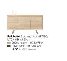 Petit buffet 3 portes, 1 tiroir artigo - Gautier à Bordeaux Petit buffet 3 portes, 1 tiroir artigo en promo chez Gautier Bordeaux à 1 476,00 €