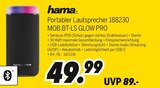 Portabler Lautsprecher 188230 MOB.BT-LS GLOW PRO Angebote von hama bei MEDIMAX Halle für 49,99 €