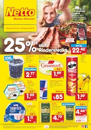 Netto Marken-Discount Prospekt für Voerde (Niederrhein): 25% auf Rindersteaks, 41 Seiten, 23.05.2022 - 28.05.2022