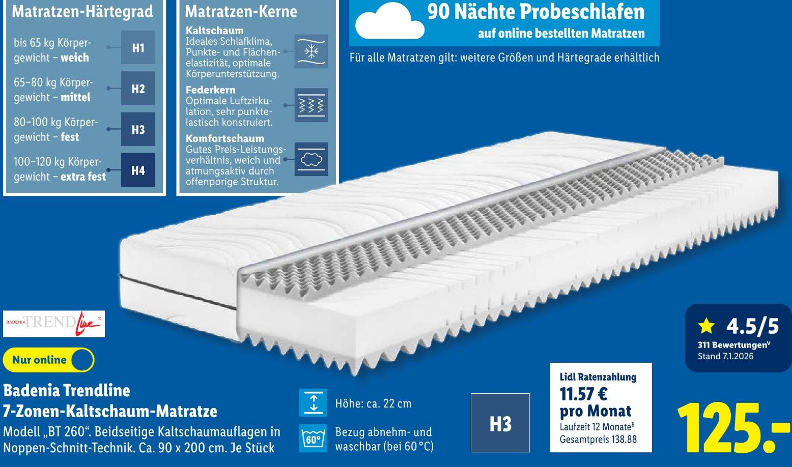 7-Zonen-Kaltschaum-Matratze