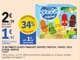 Promo 10 Bâtonnets glacés panachés saveurs tropical, fraise, cola, citron, menthe à 1,97 € dans le catalogue E.Leclerc à Fagnières