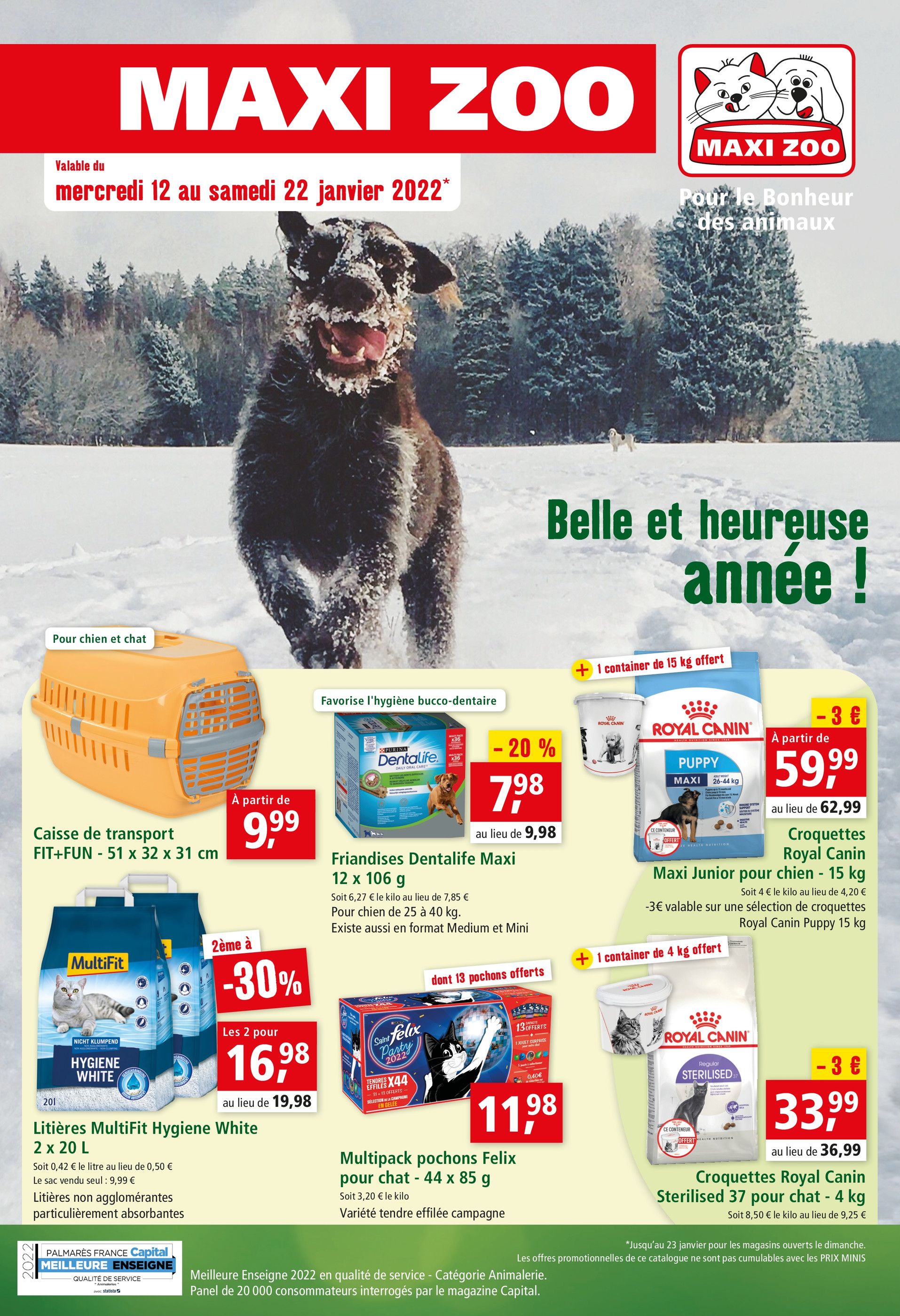 Catalogue Maxi Zoo à Fontenay-en-Parisis, avec 12 pages Prospectus Maxi Zoo à Fontenay-en-Parisis, "Belle et heureuse année !", 12 pages, 12/01/2022 - 22/01/2022