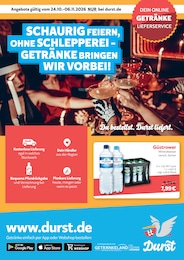 Durst.de Prospekt für Rostock mit 2 Seiten Durst.de Prospekt für Rostock: "Du bestellst. Durst liefert.", 2 Seiten, 24.10.2026 - 06.11.2026