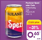 Spezi im Angebot bei Netto Marken-Discount in Vilshofen Spezi Angebote von Paulaner bei Netto Marken-Discount Vilshofen für 0,65 €