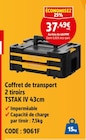 Screwfix Seclin - Promo Coffret de transport 2 tiroirs TSTAK IV 43cm Promo Coffret de transport 2 tiroirs TSTAK IV 43cm à 37,49 € dans le catalogue Screwfix à Seclin