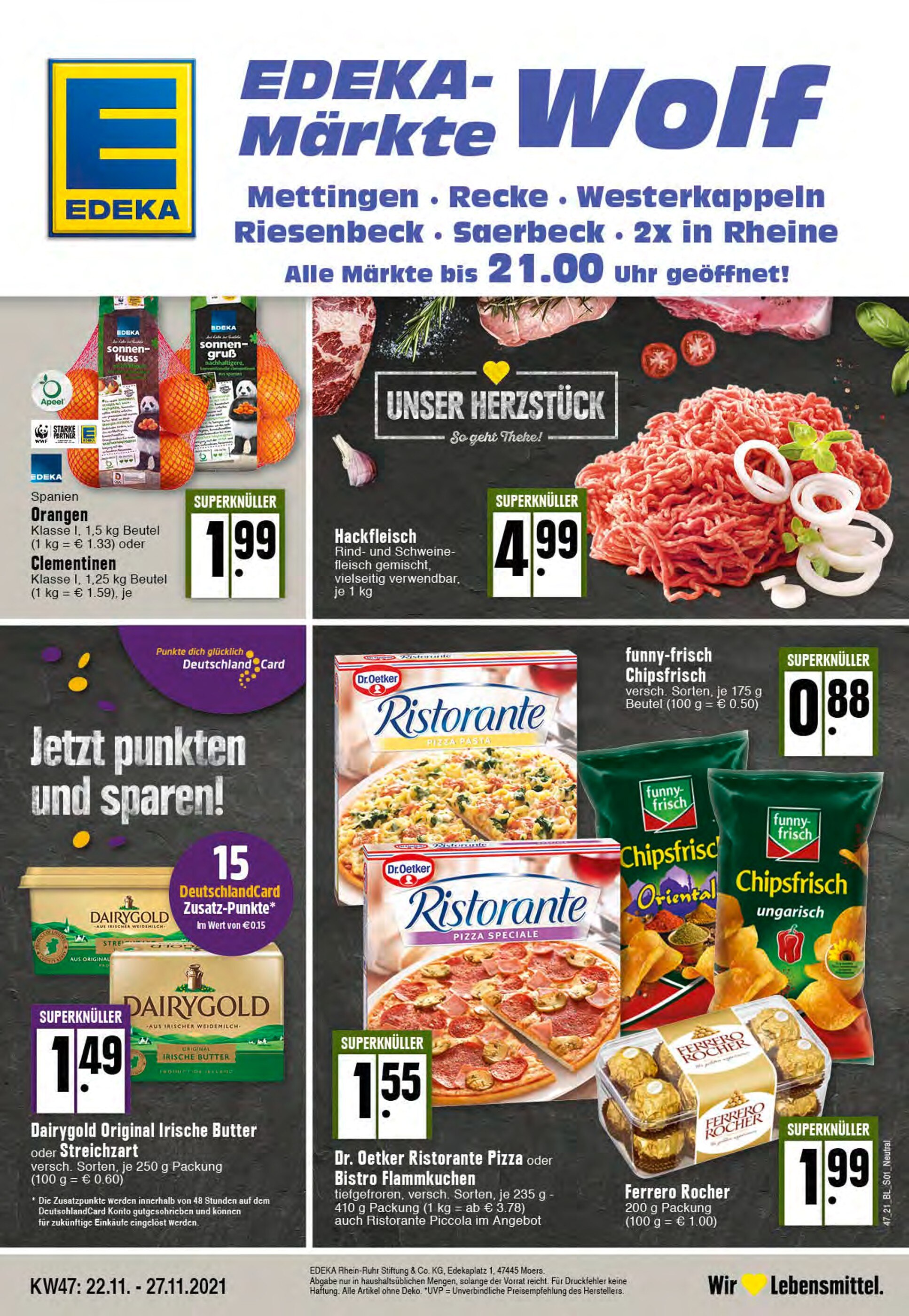 EDEKA Prospekt für Rheine mit 24 Seiten EDEKA Prospekt für Rheine: "Aktuelle Angebote", 24 Seiten, 22.11.2021 - 27.11.2021