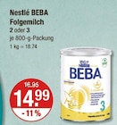 BEBA Folgemilch von Nestlé im aktuellen V-Markt Prospekt für 14,99 €