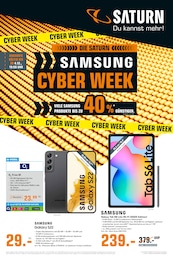 Saturn Prospekt "SAMSUNG CYBER WEEK" für Duisburg, 10 Seiten, 29.11.2022 - 04.12.2022 Saturn Prospekt "SAMSUNG CYBER WEEK" für Duisburg, 10 Seiten, 29.11.2022 - 04.12.2022
