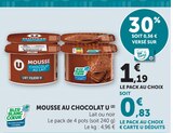 Mousse au chocolat - U en promo chez U Express Bordeaux à 0,83 €