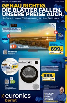 Fernseher im aktuellen EURONICS Prospekt (Soest) Fernseher im EURONICS Prospekt "GENAU RICHTIG. DIE BLÄTTER FALLEN. UNSERE PREISE AUCH." mit 8 Seiten (Soest)