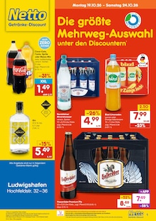 Coca Cola im aktuellen Netto Marken-Discount Prospekt (Mannheim) Coca Cola im Netto Marken-Discount Prospekt "DER ORT, AN DEM DU IMMER AUSGEZEICHNETE PREISE FINDEST." mit 2 Seiten (Mannheim)