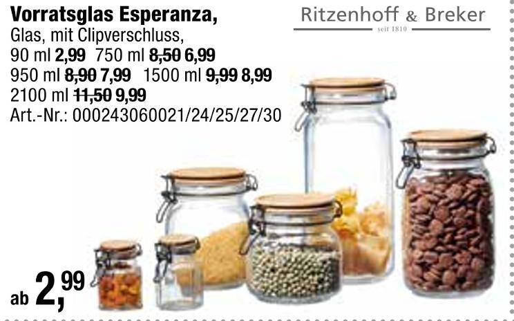 Opti-Wohnwelt Würzburg - Vorratsglas Esperanza Vorratsglas Esperanza Angebot bei Opti-Wohnwelt Würzburg im Prospekt 40% IN ALLEN ABTEILUNGEN!