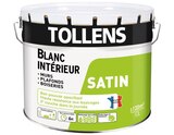Peinture bicouche murs, plafonds et boiseries intérieure acrylique satin blanc 10 L - Tollens en promo chez Brico Dépôt Peinture bicouche murs, plafonds et boiseries intérieure acrylique satin blanc 10 L - Tollens dans le catalogue Brico Dépôt