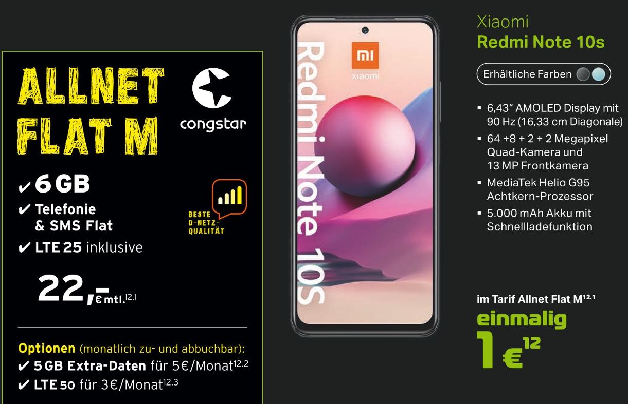 cosmophone Hannover - Smartphone Redmi Note 10s Smartphone Redmi Note 10s Angebot bei cosmophone Hannover im Prospekt Aktuelle Angebote