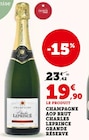 Champagne AOP brut grande réserve - Charles Leprince en promo chez Super U Stiring-Wendel à 19,90 €