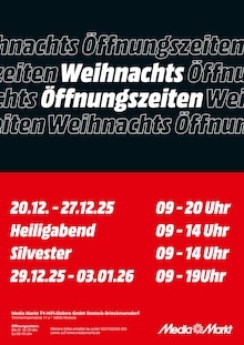 MediaMarkt Saturn Rostock Prospekt "Weihnachts Öffnungszeiten" mit 1 Seite