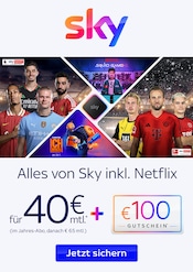 Aktueller Sky Elektromarkt Prospekt in Straubing und Umgebung, "Alles von Sky inkl. Netflix" mit 1 Seite, 01.01.2025 - 08.01.2025