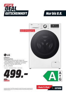 Waschmaschine im aktuellen MediaMarkt Saturn Prospekt (Aalen) Waschmaschine im MediaMarkt Saturn Prospekt "LET'S GO! DEALS GUTSCHEINHEFT" mit 17 Seiten (Aalen)
