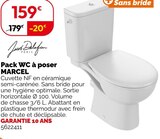 Pack WC à poser MARCEL - Jacob Delafon en promo chez Weldom Bondy à 159,00 €