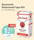 Weizenmehl Type 405 von Rosenmehl im aktuellen V-Markt Prospekt für 1,11 €