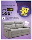 Canapé 3 places relax électrique Sandro en promo chez But Savigny-sur-Orge à 599,00 €