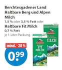 Haltbare Berg und Alpen Milch 1,5 % Fett von Berchtesgadener Land im aktuellen V-Markt Prospekt für 0,99 €