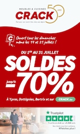 Catalogue Meubles & Décoration Crack en cours à Créteil et alentours, "SOLDES jusqu'à -70%", 40 pages, 01/07/2024 - 31/07/2024