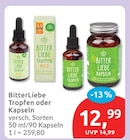 Tropfen oder Kapseln von BitterLiebe für 12,99 € bei budni im Angebot Tropfen oder Kapseln von BitterLiebe im aktuellen budni Prospekt