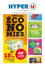 Catalogue Hyper U à Châteaudouble, avec 52 pages Prospectus Hyper U à Châteaudouble, "Spécial économies", 52 pages, 15/06/2021 - 26/06/2021