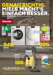 Waschmaschine im EURONICS Prospekt in Ahaus Aktueller EURONICS Prospekt mit Waschmaschine, "GENAU RICHTIG. MIELE MACHT'S EINFACH BESSER.", Seite 1