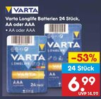 Aktuelle Batterie Angebote bei Netto Marken-Discount in Moers Aktuelles Varta Longlife Batterien Angebot bei Netto Marken-Discount in Moers ab 6,99 €